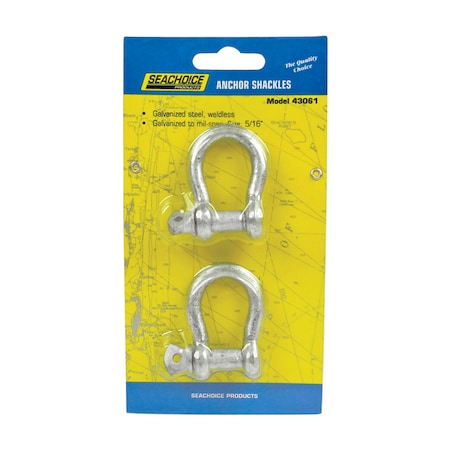 Seachoice Seachoice Galvanized Steel 11.5 in. L X 5/16 in. W Shackle 2 pk 43061